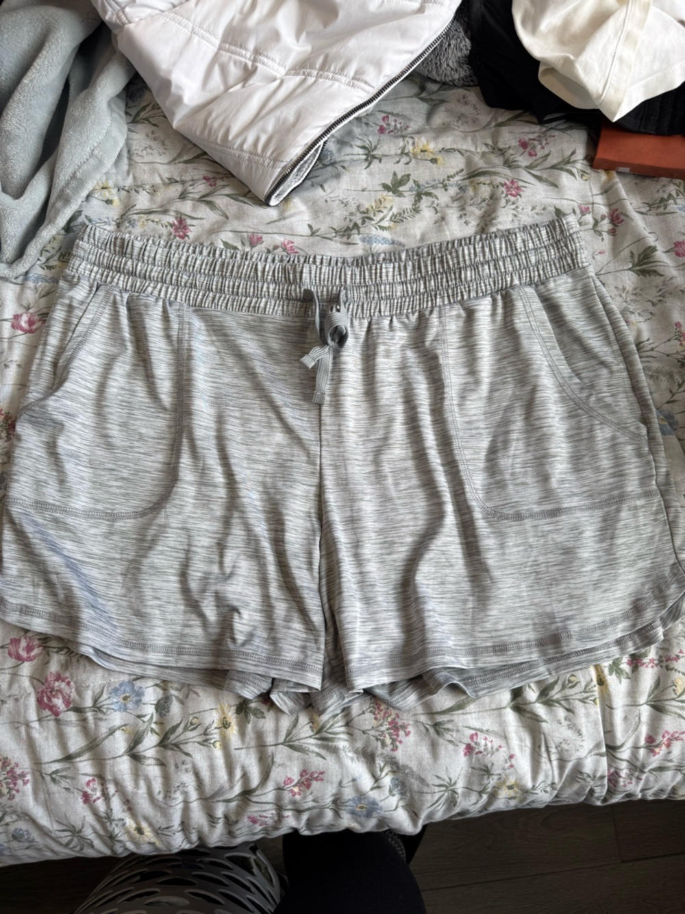 St. John's Bay Light Gray Striped Elastic Waist Shorts